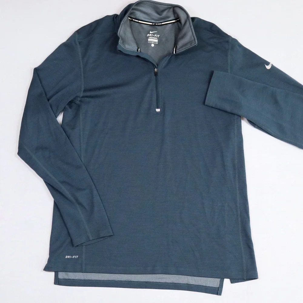 Nike Running‎ Pullover Mens Large Blue Dri-FIT Wool Blend 1/4 Zip 746786-084 Top